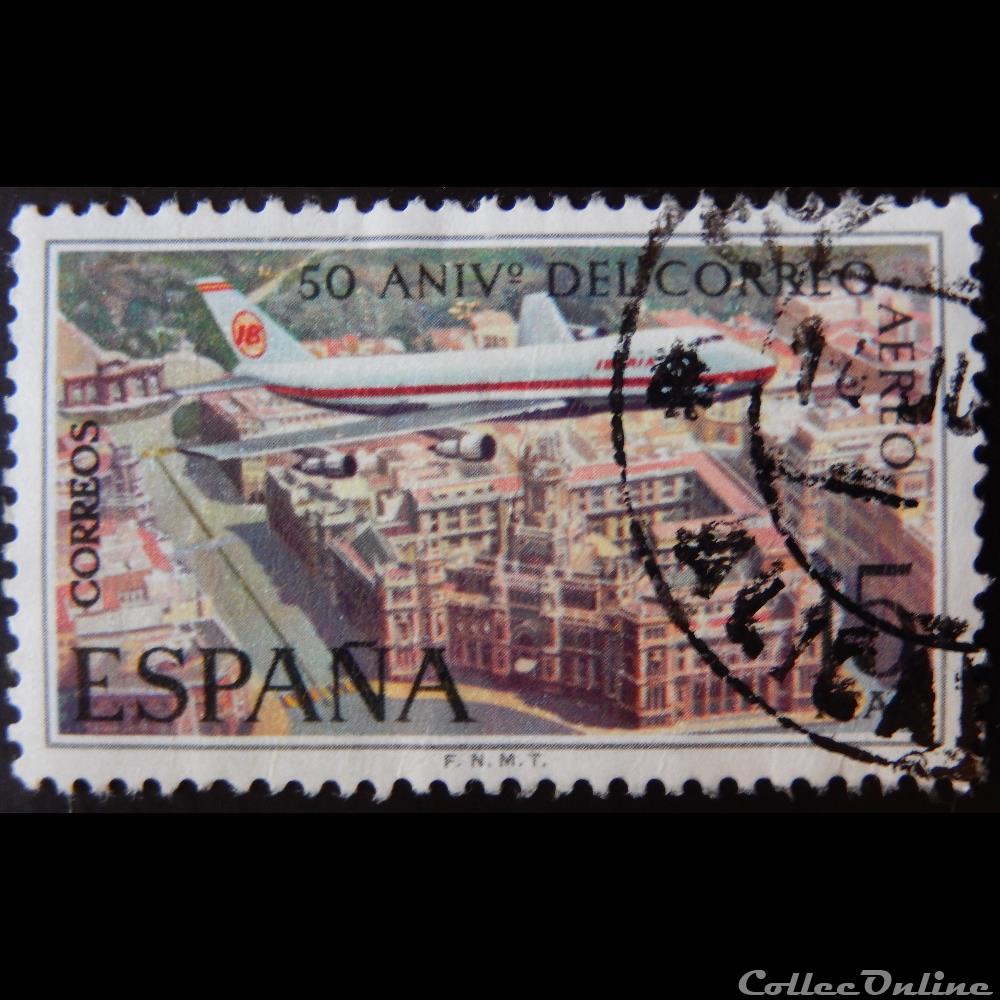 timbre europe espagne 01713 poste aerienne espagnol 15ptas de 1971
