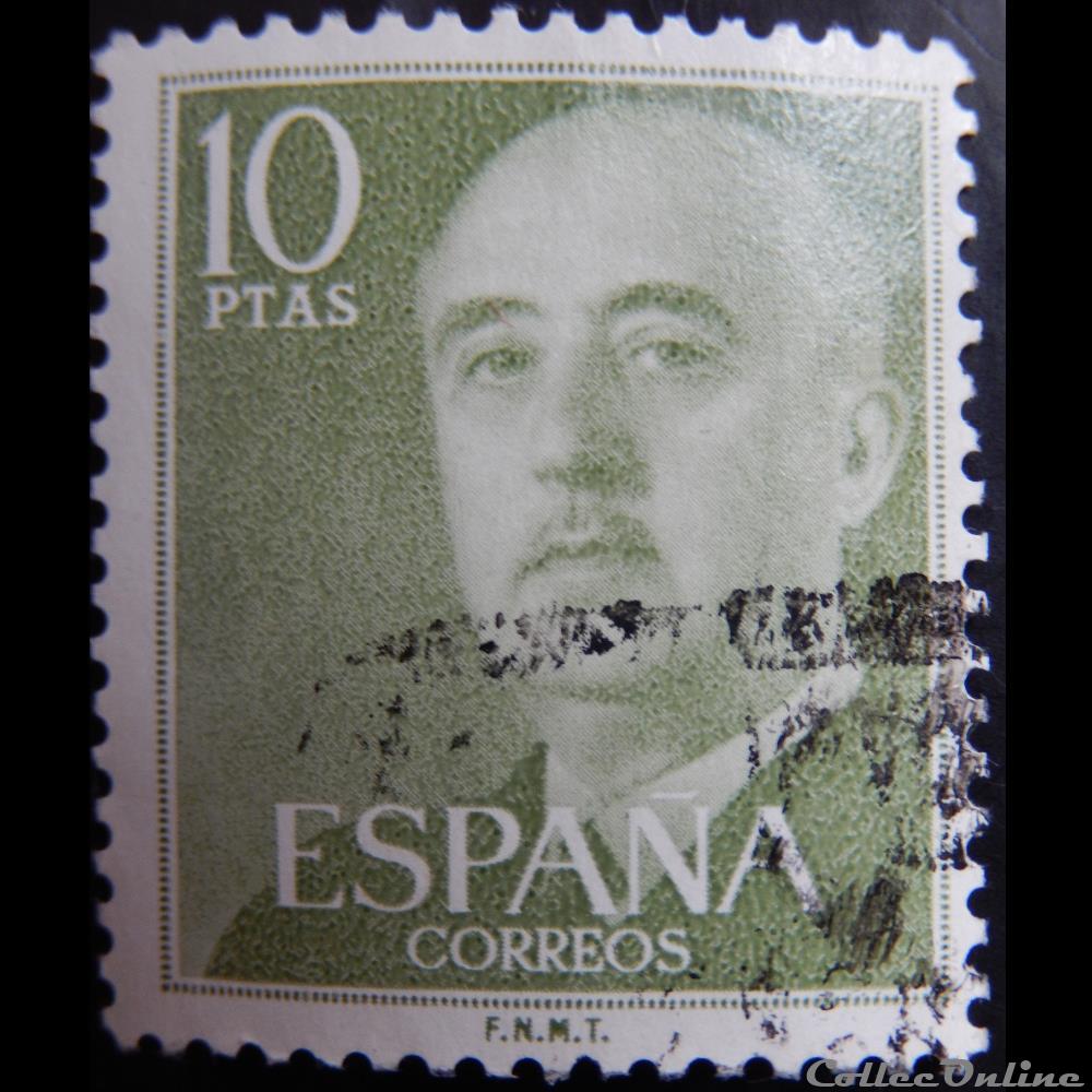 Espagne 00869 général Francisco Franco 10Ptas de 1955 2 timbre europe espagne 00869 general francisco franco 10ptas de 1955