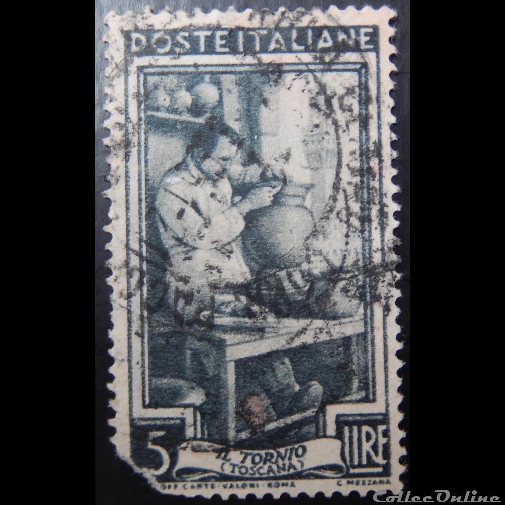 timbre europe italie 00575 toscane le potier 5 lires de 1950