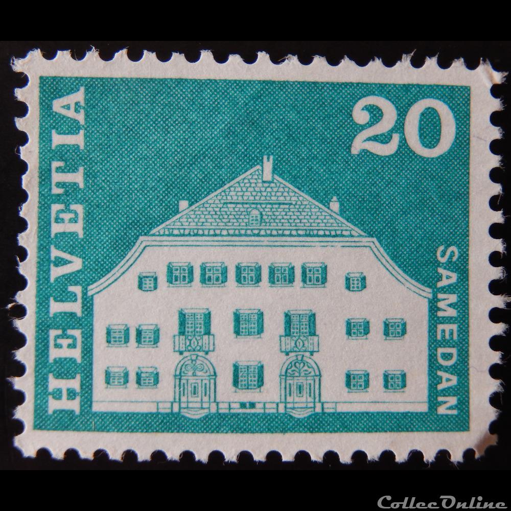 Suisse 00818 Planta House, Samedan 20cts de 1968 2 timbre europe suisse 00818 planta house samedan 20cts de 1968