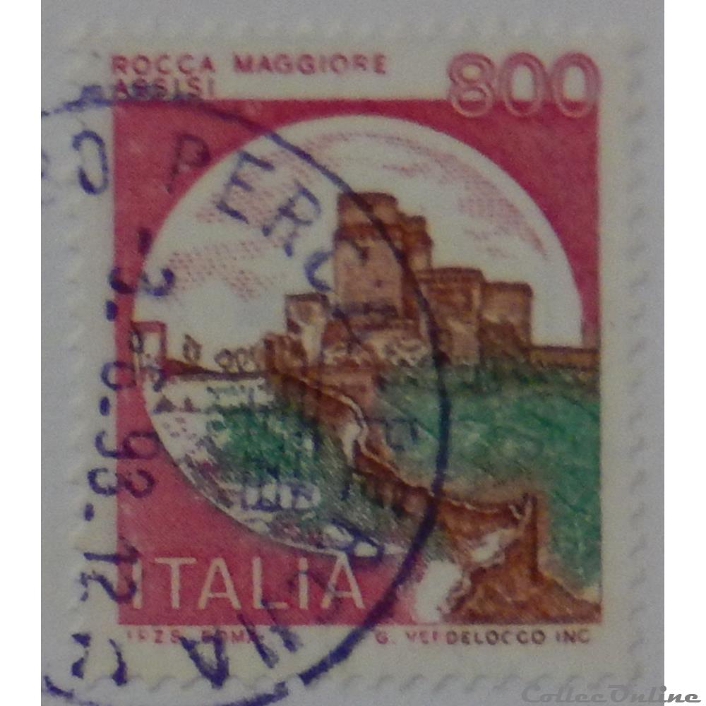 Italie 01454 château de Rocca Maggiore à Assisi 800 lires de 1980 3 timbre europe italie 01454 chateau de rocca maggiore a assisi 800 lires de 1980
