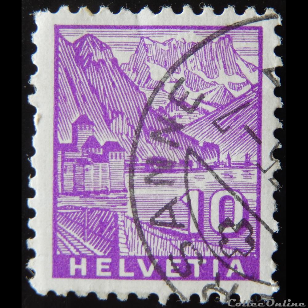 timbre europe suisse 00273 chateau chillon et dents du midi 10cts de 1934