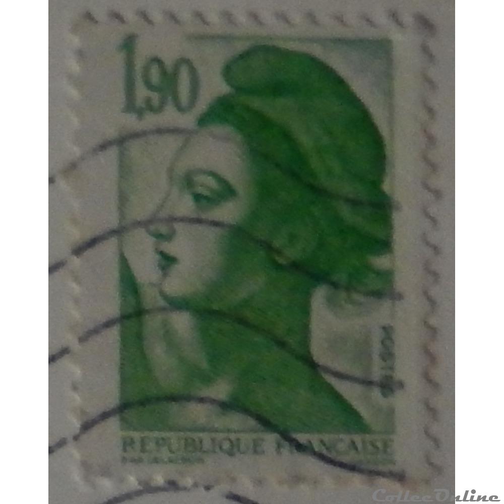 02424 La République, type Liberté - 1F90 vert de 1986 2 timbre france 02424 la republique type liberte 1f90 vert de 1986