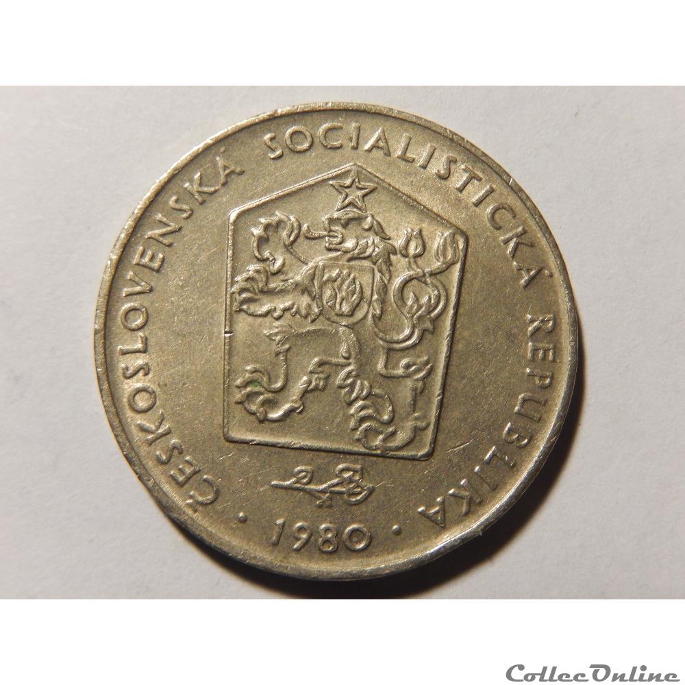 Tchécoslovaquie, 2 koruny de 1980 2 monnaie monde republique tcheque tchecoslovaquie 2 koruny de 1980