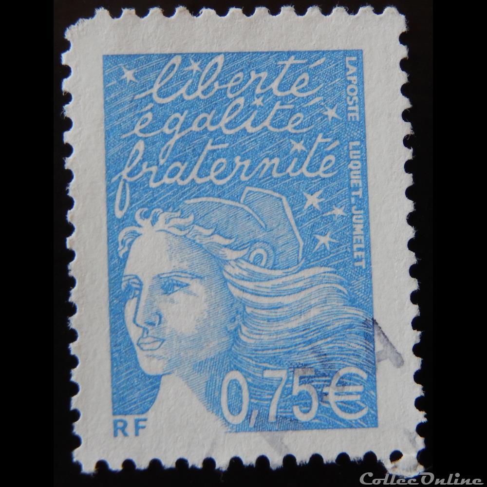 03572 Marianne de Luquet 0,75 € bleu ciel timbre france 03572 marianne de luquet 0 75 bleu ciel