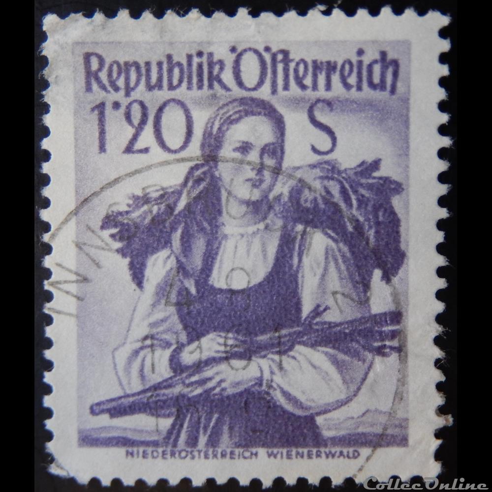 timbre europe autriche 00751 costume traditionnel du wienerwald 1 20s de 1949