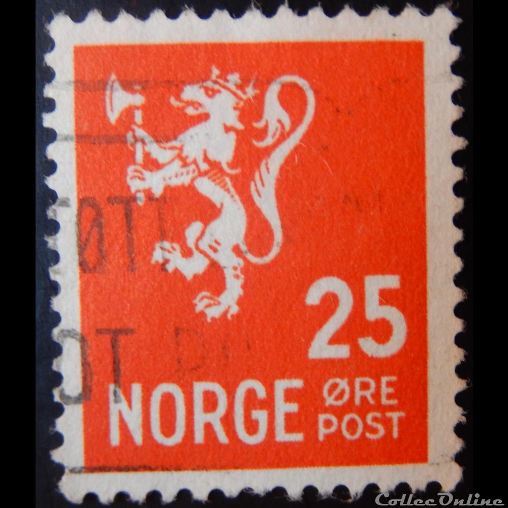 Norvège 00230 lion 25ore de 1940 timbre europe norvege 00230 lion 25ore de 1940