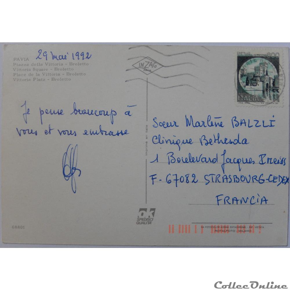 carte postale europe pay de la loire cp italie lombardie pavia