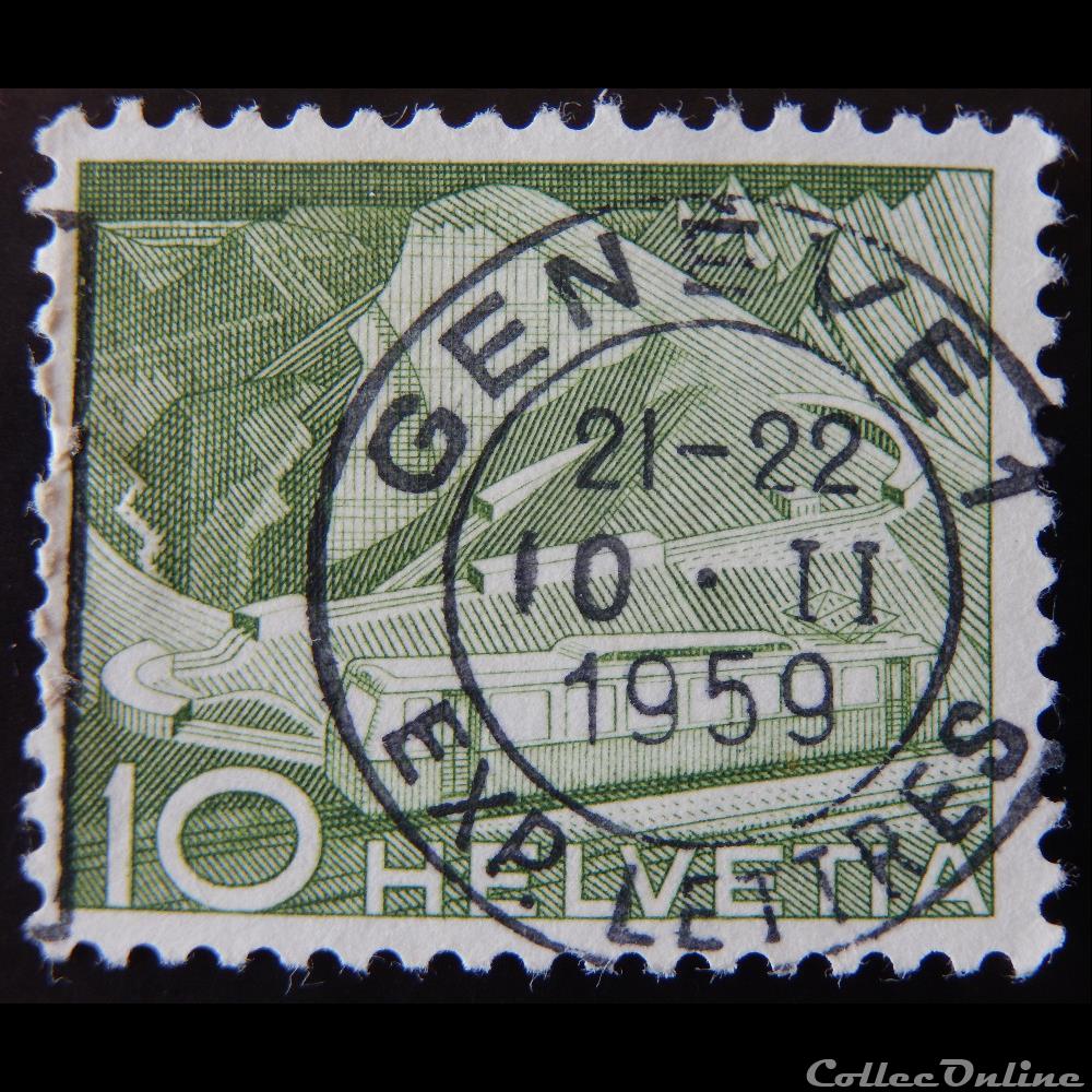 Suisse 00483 Chemin de Fer de montagne au rocher de Naye 10cts de 1949 4 timbre europe suisse 00483 chemin de fer de montagne au rocher de naye 10cts de 1949