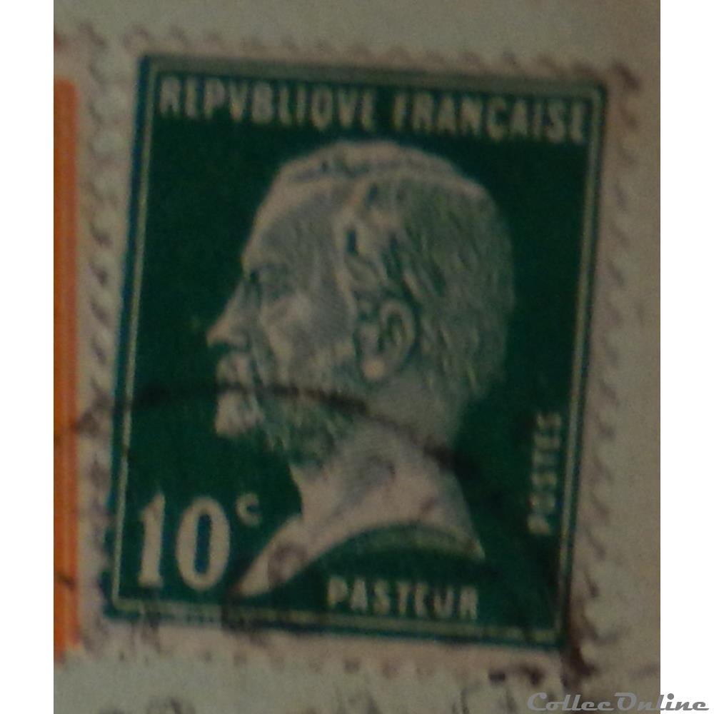 timbre france 00170 louis pasteur 10c vert de 1923