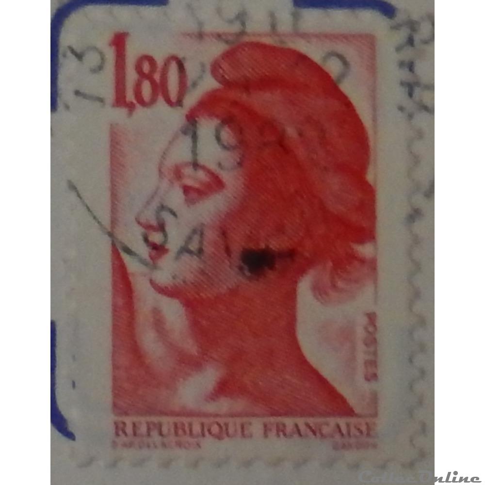 timbre france 02220 republique type liberte 1f80 rouge de 1982
