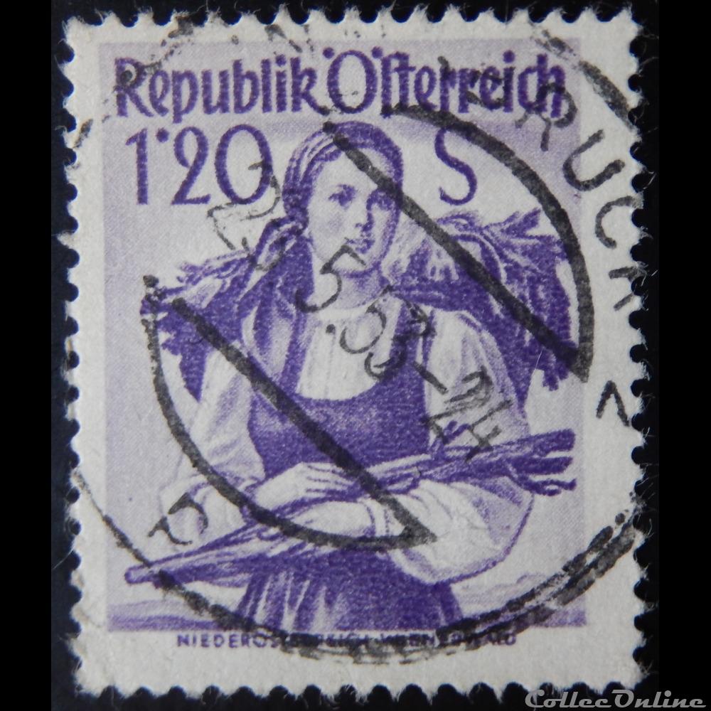 timbre europe autriche 00751 costume traditionnel du wienerwald 1 20s de 1949