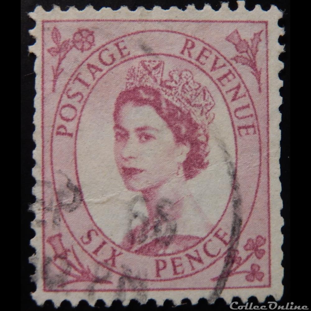 Royaume-Uni 00294 reine Elisabeth II 6d de 1955 3 timbre europe royaume uni 00294 reine elisabeth ii 6d de 1955