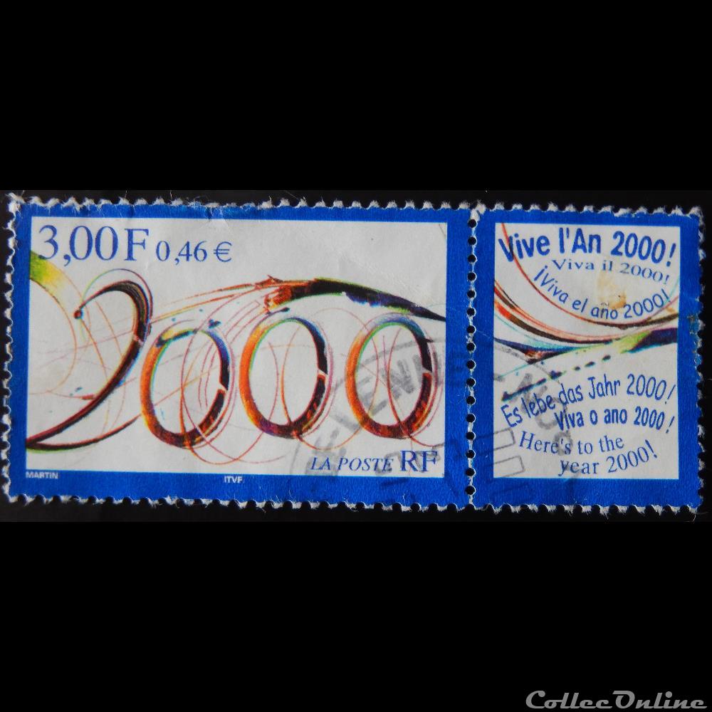 03291 Vive L'an 2000! 3F - 0,46€ de 1999 2 timbre france 03291 vive an 2000 3f 0 46 de 1999