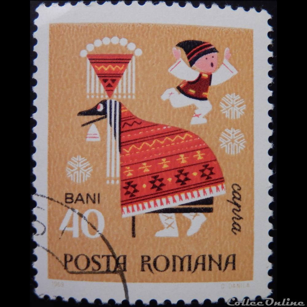 timbre europe roumanie 02503 pratiques du nouvel an 40 bani de 1969