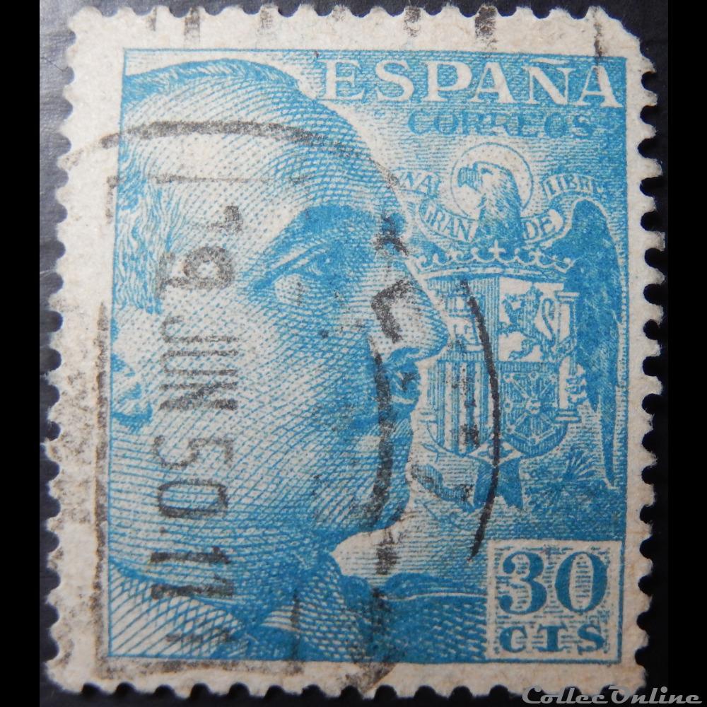 Espagne 00790 général Francisco Franco 30c de 1949 timbre europe espagne 00790 general francisco franco 30c de 1949