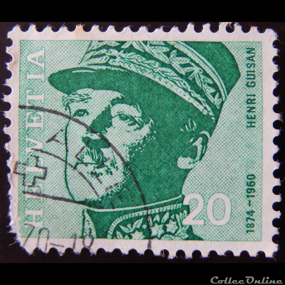 Suisse 00842 Général Henri Guisan (1874-1960) 20cts de 1969 timbre europe suisse 00842 general henri guisan 1874 1960 20cts de 1969