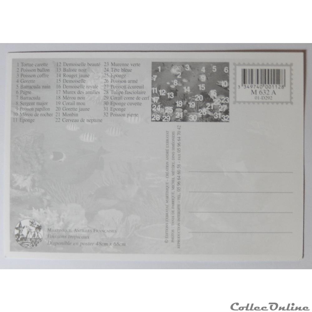 CP de Martinique, poissons tropicaux carte postale france outre mer cp de martinique poissons tropicaux