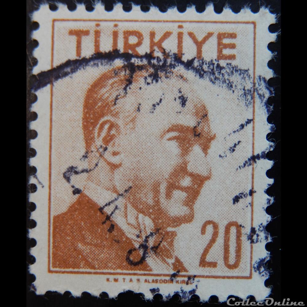Turquie 01306 Kemal Ataturk 20 Kurus de 1956 3 timbre asie turquie 01306 kemal ataturk 20 kurus de 1956