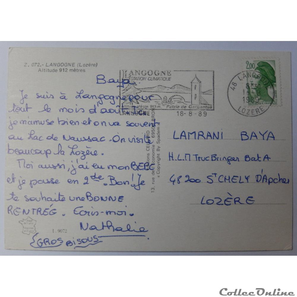 carte postale france languedoc roussillon cp de lozere langogne