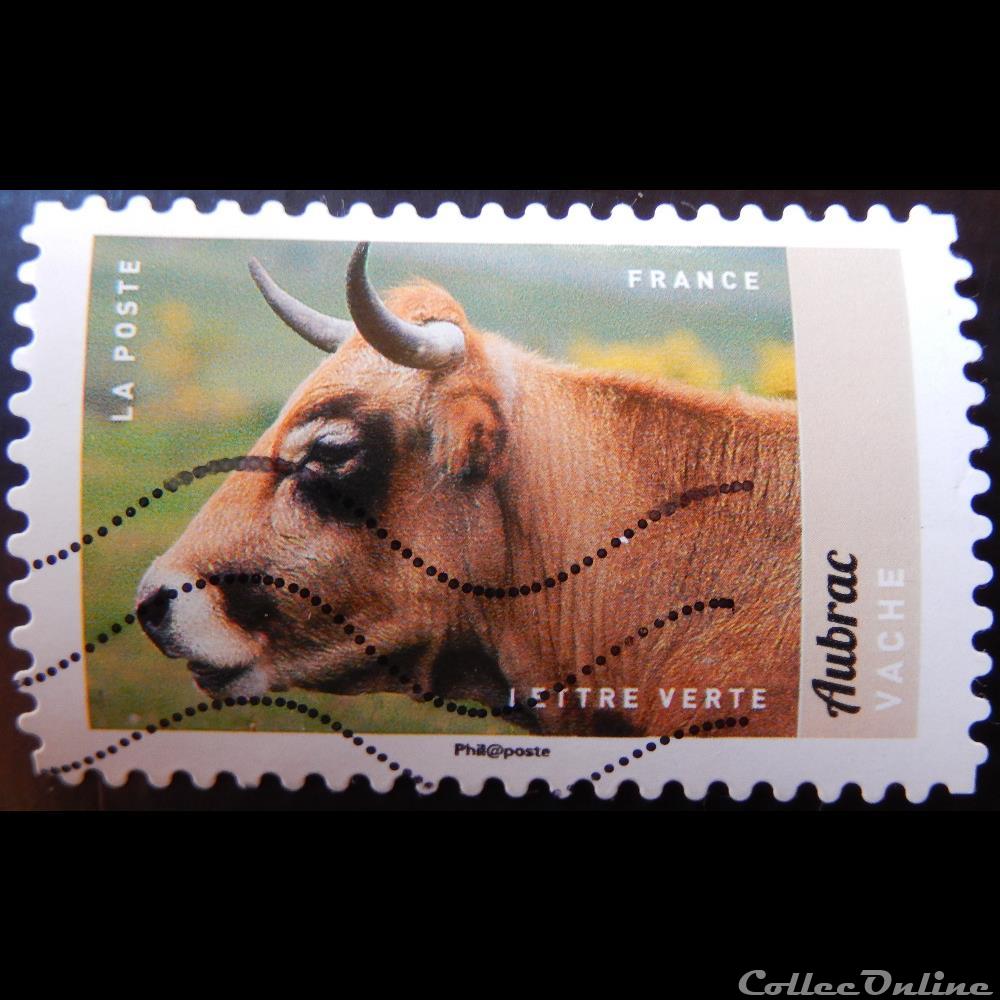 AA01396 vache Aubrac lettre verte de 2017 timbre france aa01396 vache aubrac lettre verte de 2017