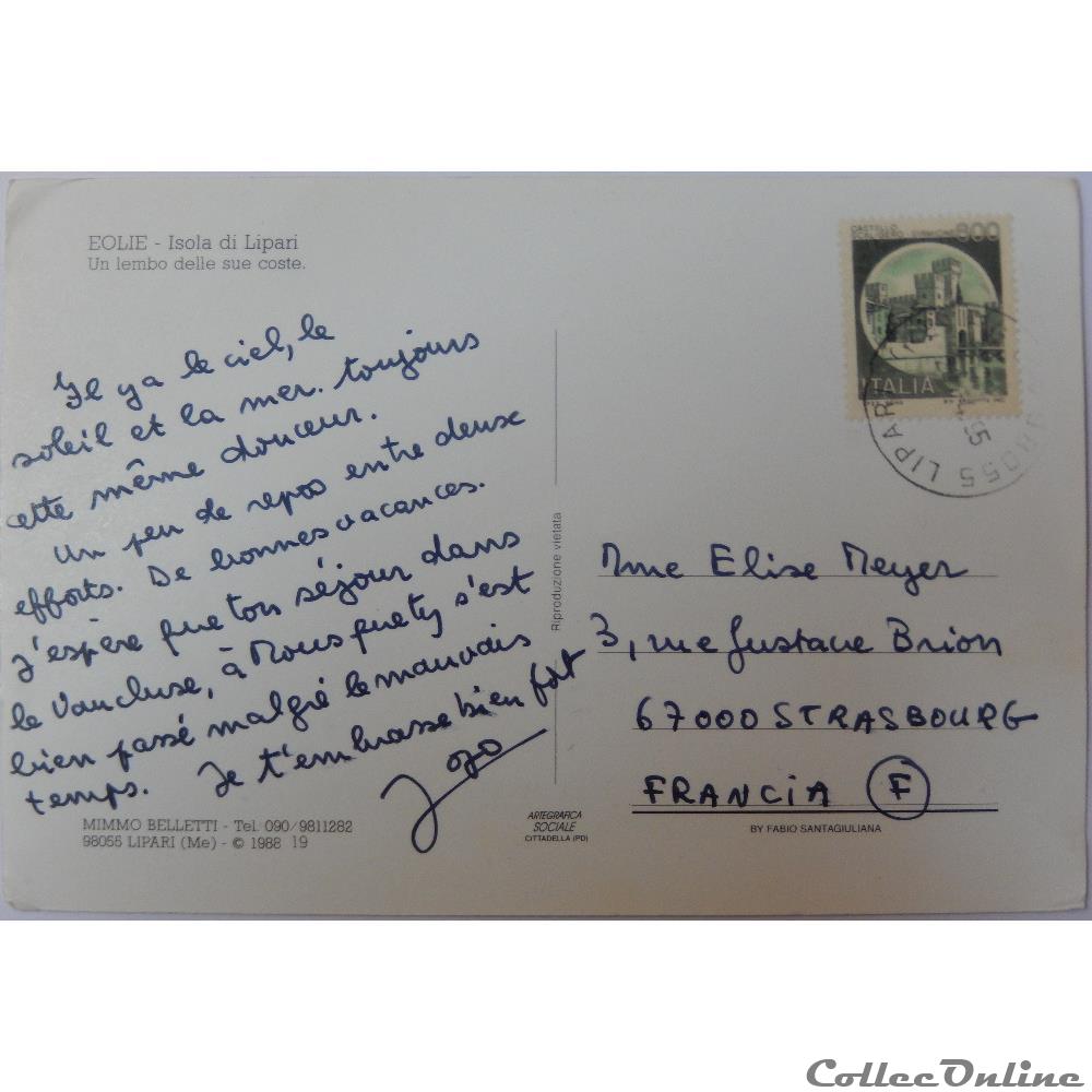CP d'Italie, Sicile, île de Lipari carte postale europe midi pyrenee cp italie sicile ile de lipari