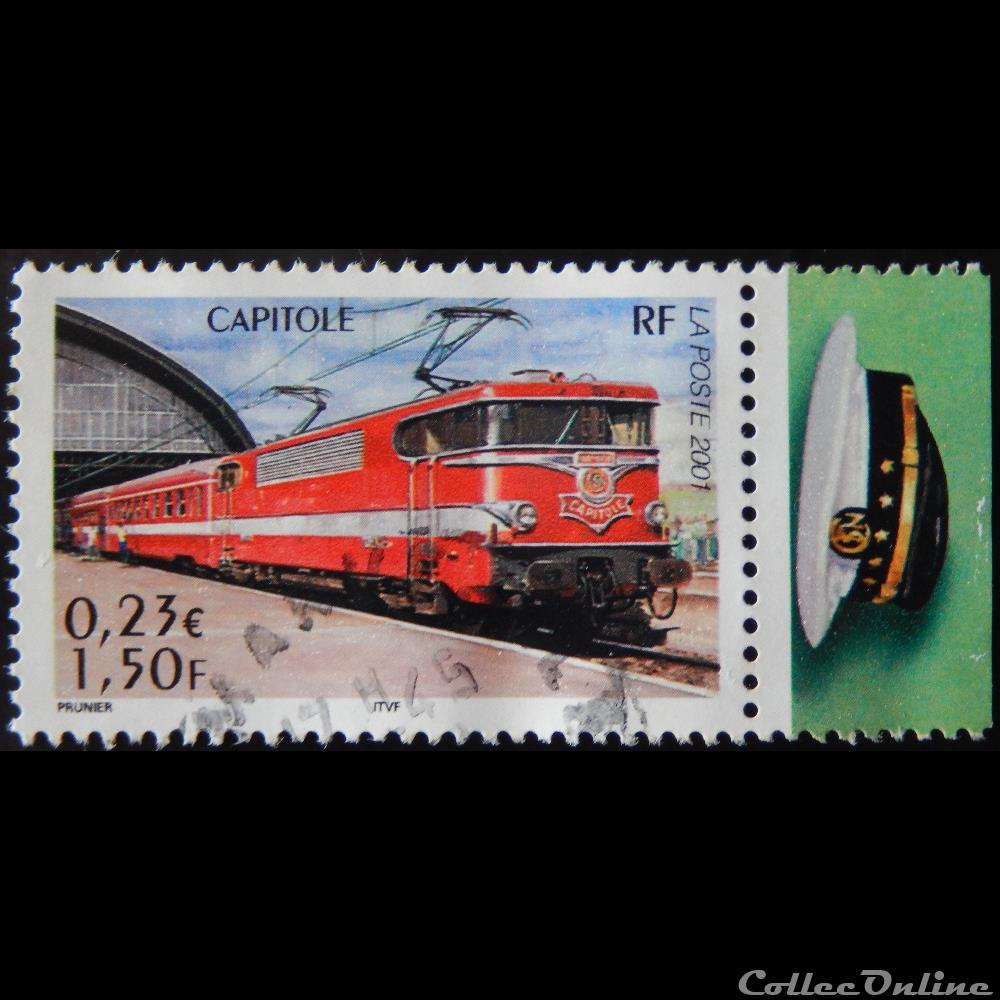 03412 Les légendes du rail Capitole 0,23 € - 1F50 de 2001 3 timbre france 03412 les legendes du rail capitole 0 23 1f50 de 2001
