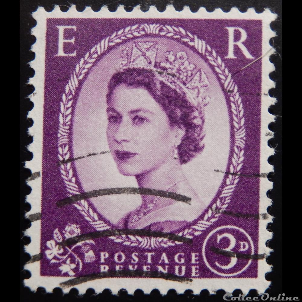 timbre europe royaume uni 00291ab reine elisabeth ii 3d de 1955
