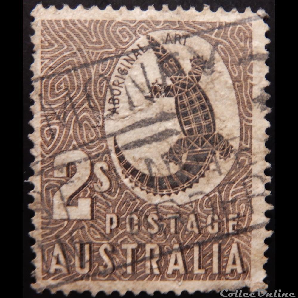 timbre oceanie australie 00229 crocodile art aborigene 2s de 1956
