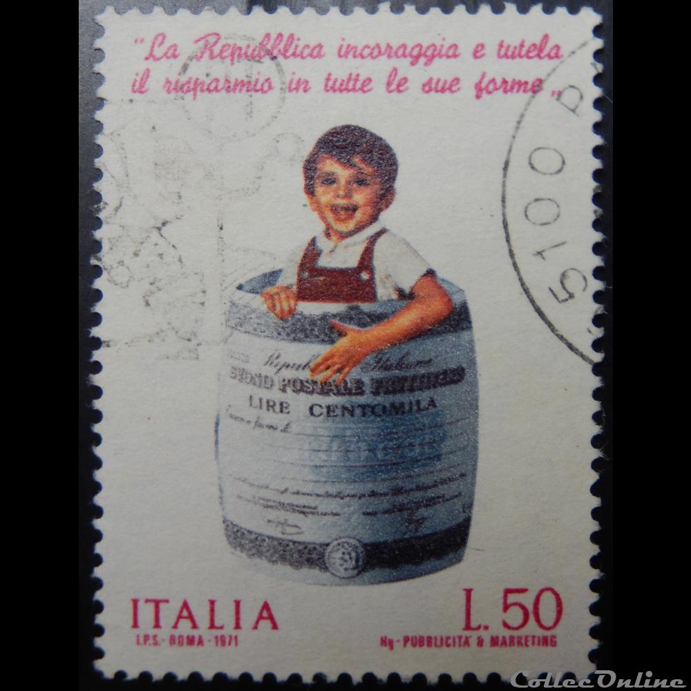 timbre europe italie 01085 banque epargne postale 50 lires de 1971