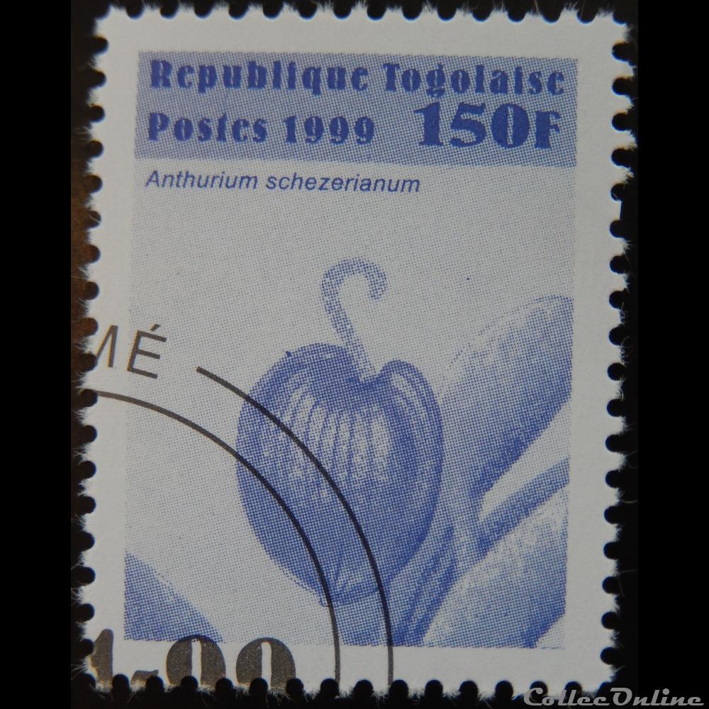 Togo 01688X Anthurium schezerianum 150F de 1999 timbre afrique togo 01688x anthurium schezerianum 150f de 1999