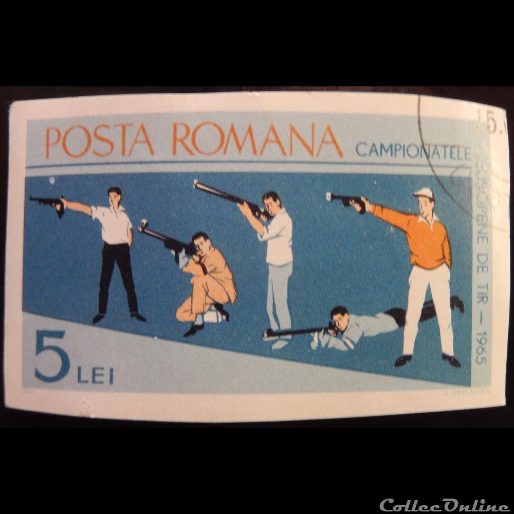Roumanie 02131F Championnat d'Europe de tir 5 Lei de 1965 timbre roumanie 02131f championnat europe de tir 5 lei de 1965