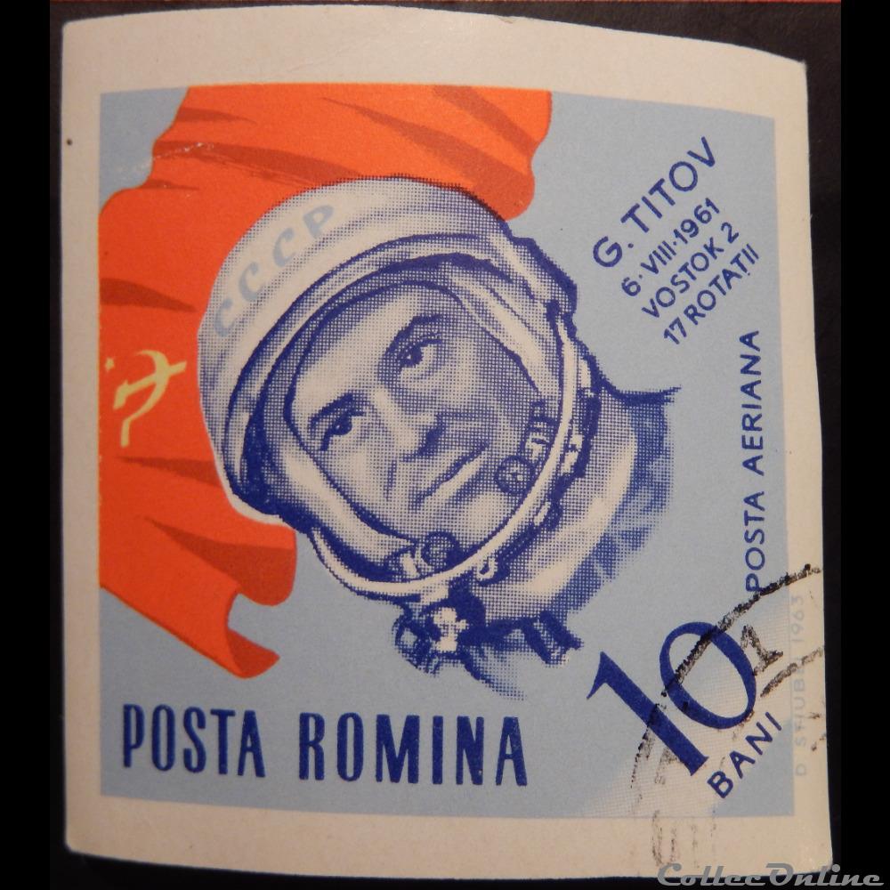 timbre europe roumanie pa0200 gherman s titov 10 bani de 1964