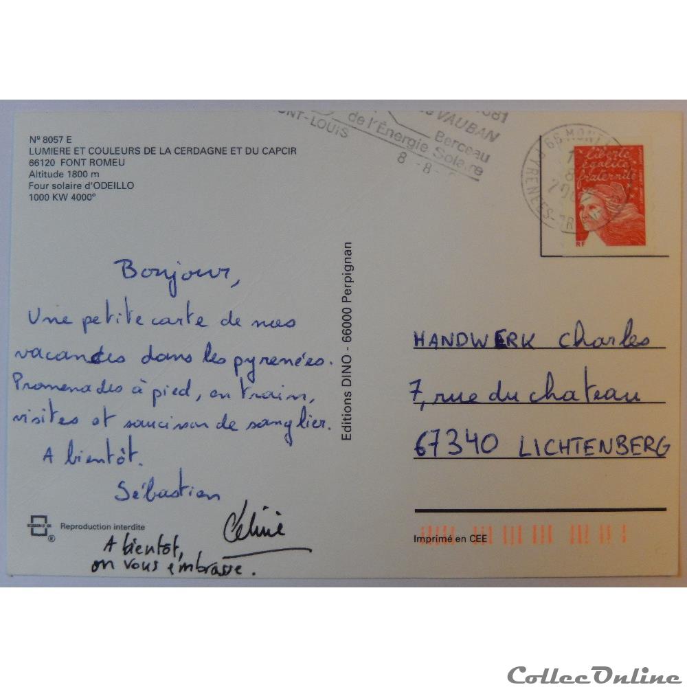 carte postale france midi cp des pyrenees orientales font romeu