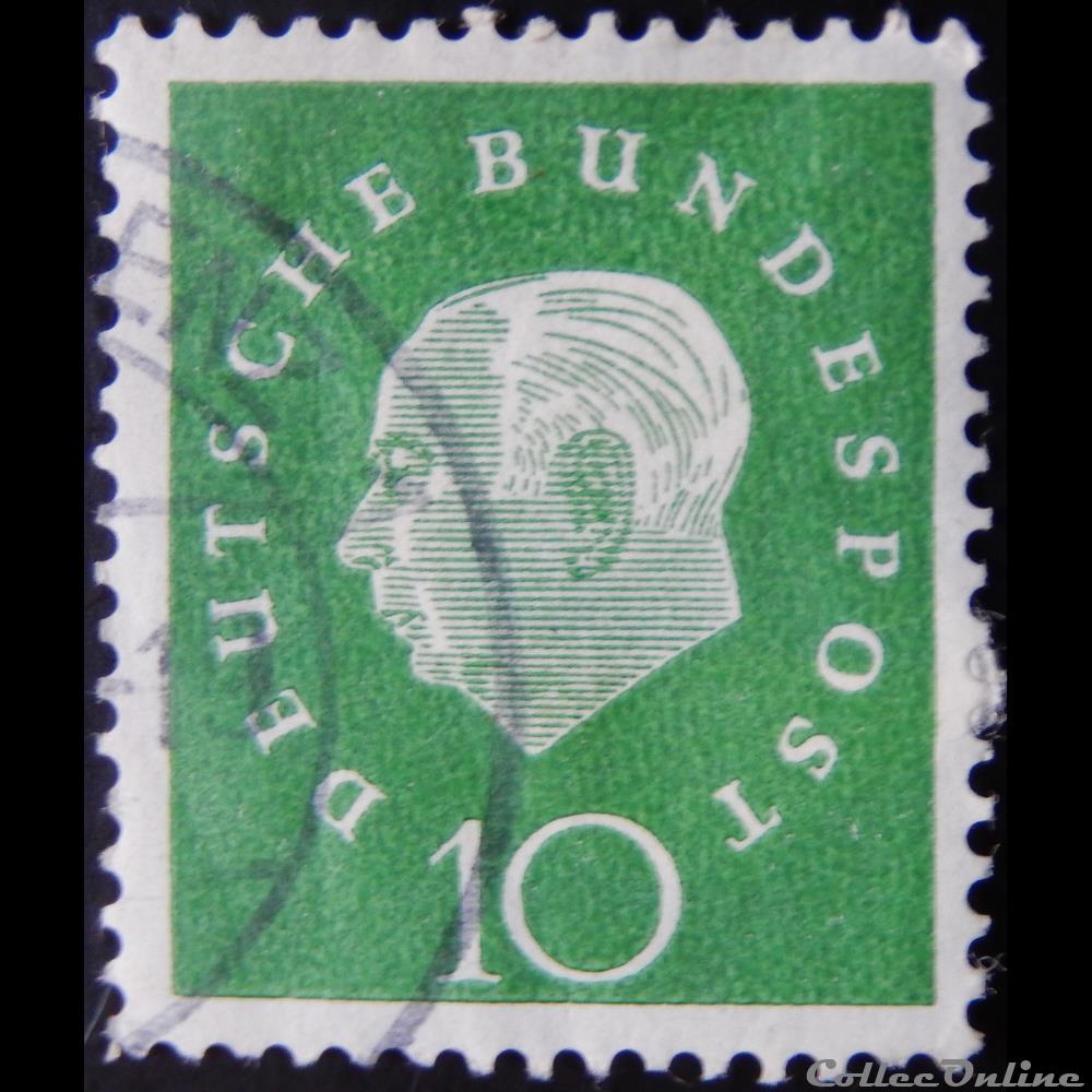 Allemagne RFA 00174 président Théodor Heuss 10pf de 1959 3 timbre europe allemagne rfa 00174 president theodor heuss 10pf de 1959