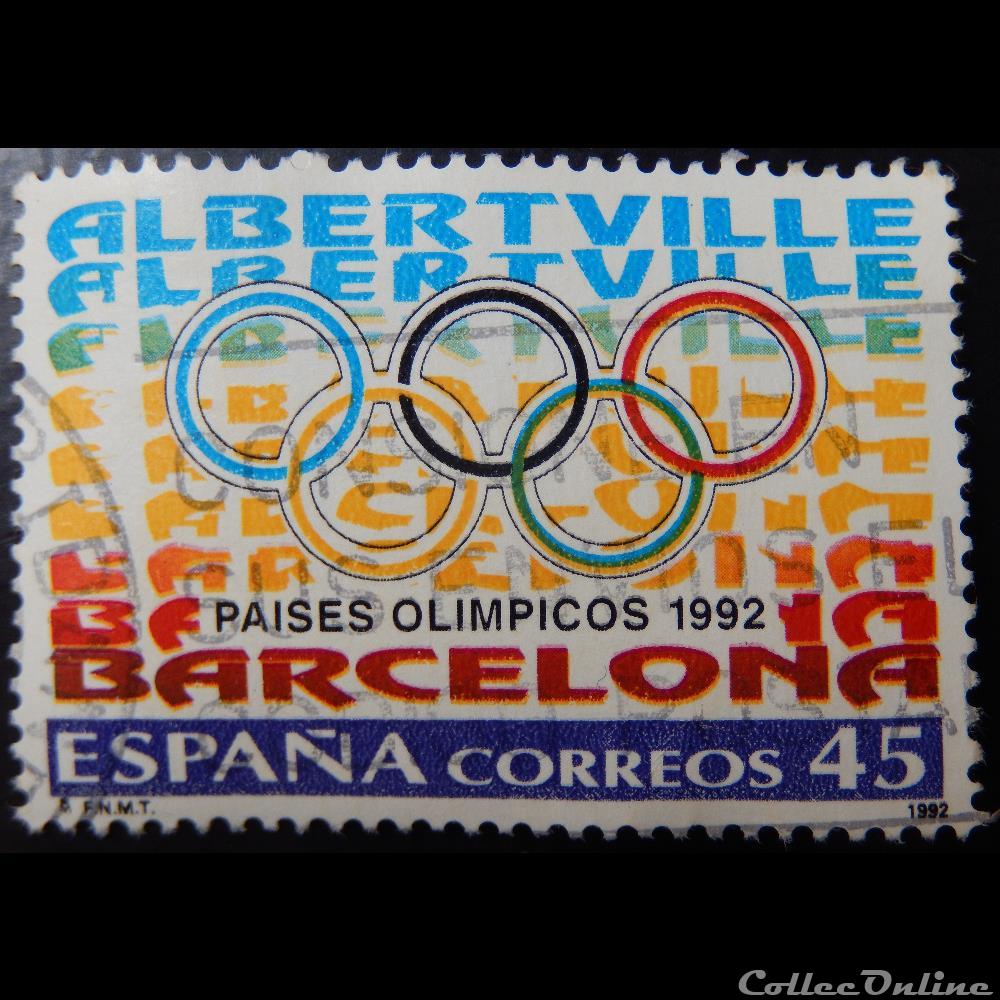 Espagne 02808 JO d'Alberville 45Ptas de 1992 timbre europe espagne 02808 jo alberville 45ptas de 1992