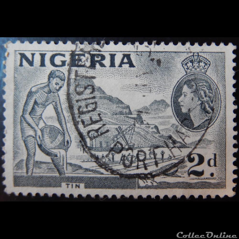 Nigeria 00089A minerai d'étain 2d de 1956 timbre afrique nigerium nigeria 00089a minerai etain 2d de 1956