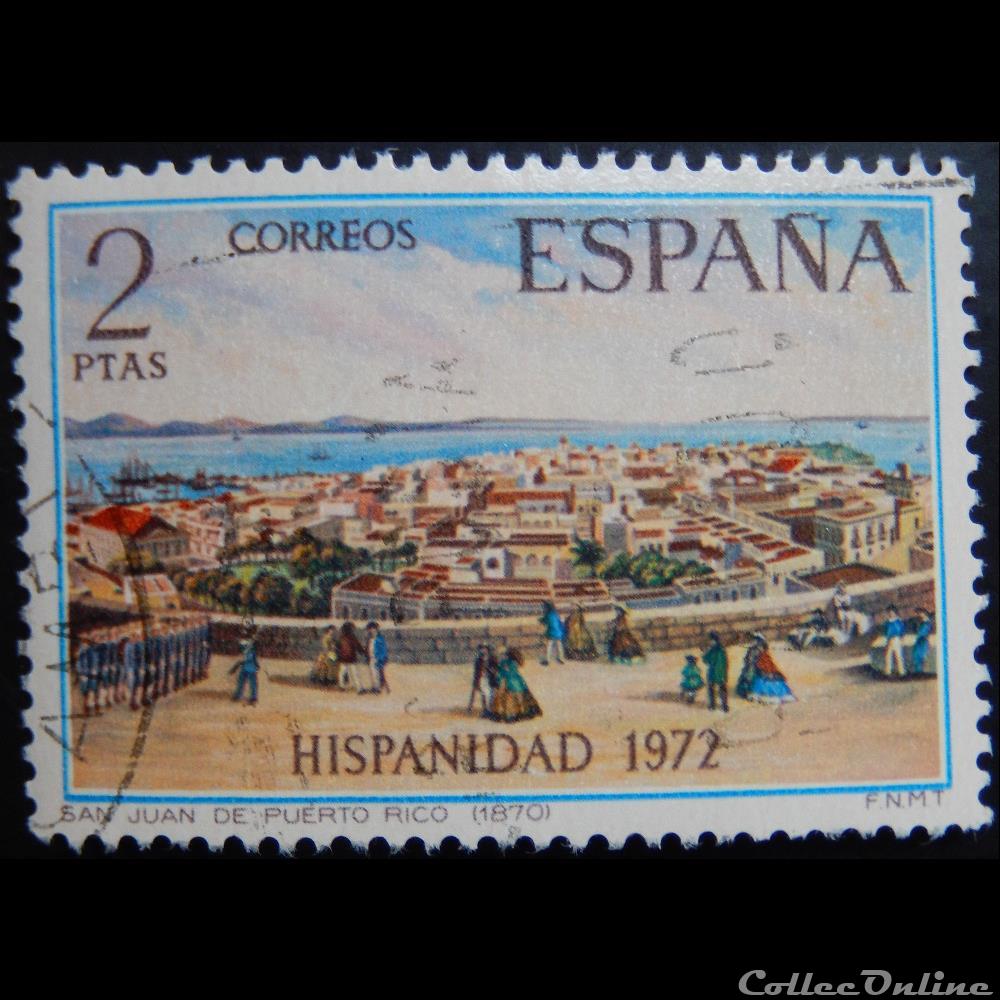timbre europe espagne 01762 puerto rico 2ptas de 1972