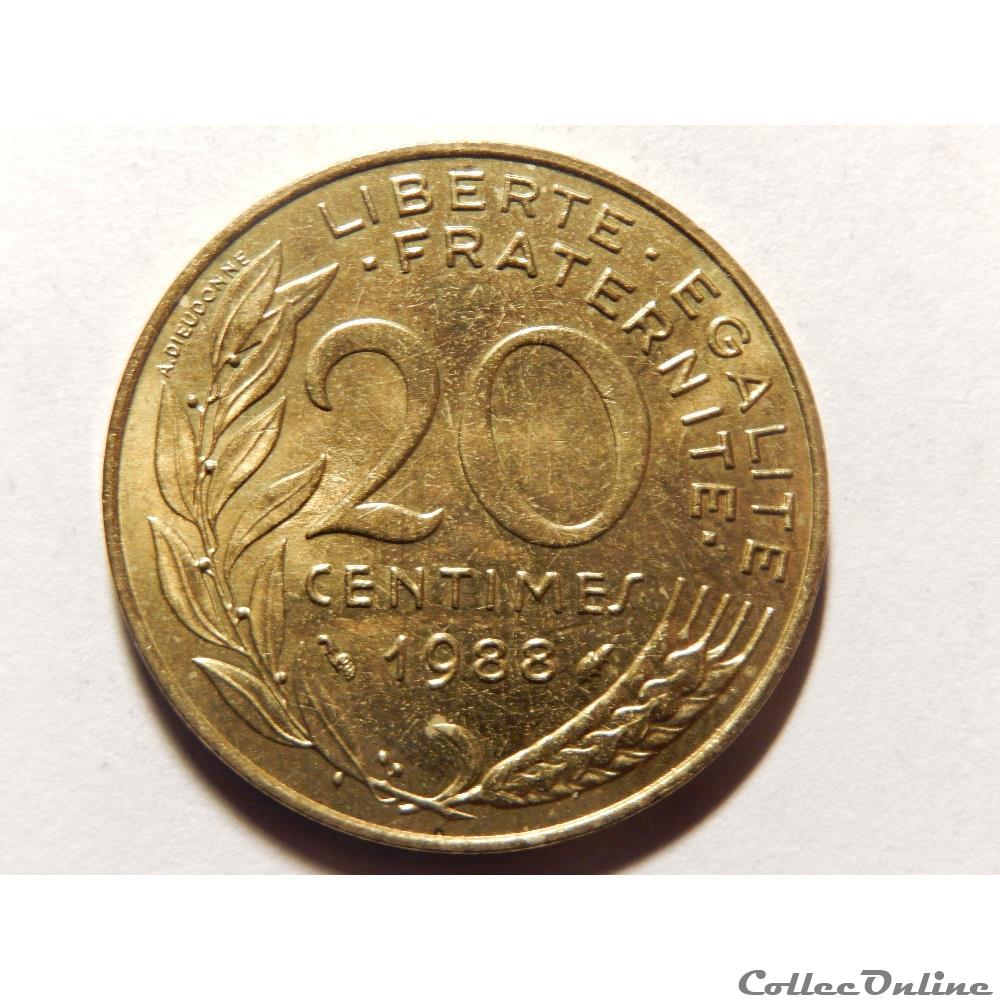 monnaie france moderne 20 centimes marianne 1988