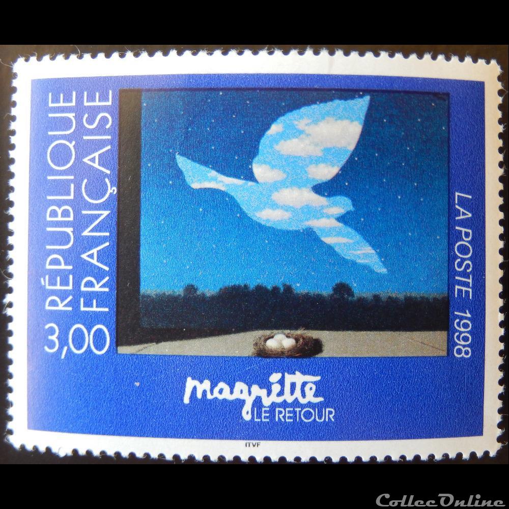 03145 Magritte «Le retour» 3F de 1998 timbre france 03145 magritte le retour 3f de 1998