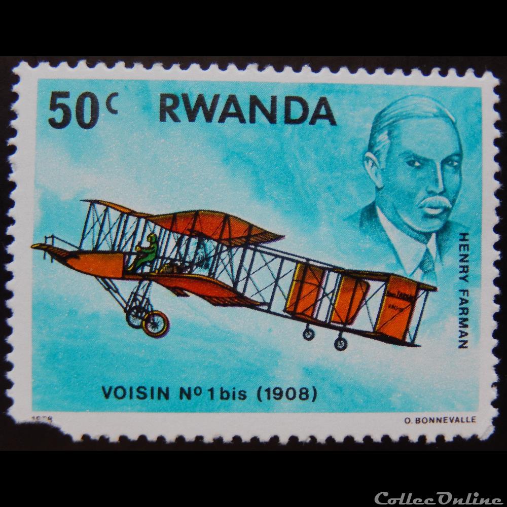 Rwanda 00852 avion Voisin n°1 bis (1908) 50c de 1978 timbre afrique rwandum rwanda 00852 avion voisin n 1 bis 1908 50c de 1978