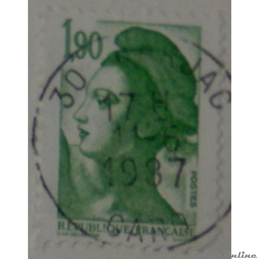 02424 La République, type Liberté - 1F90 vert de 1986 3 timbre france 02424 la republique type liberte 1f90 vert de 1986