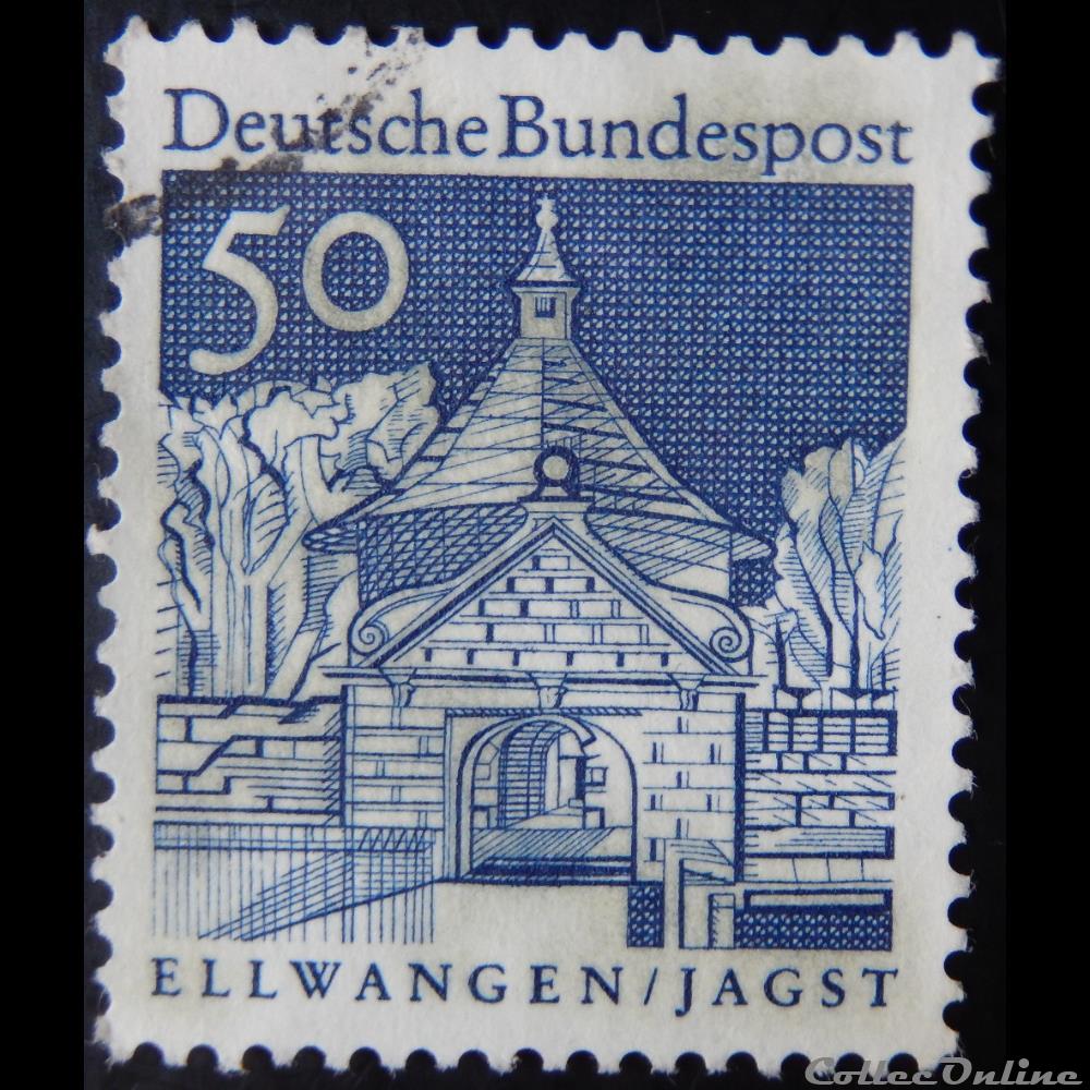 Allemagne RFA 00394 porte du château d'Ellwangen, Jagst 50pf de 1967 5 timbre europe allemagne rfa 00394 porte du chateau ellwangen jagst 50pf de 1967