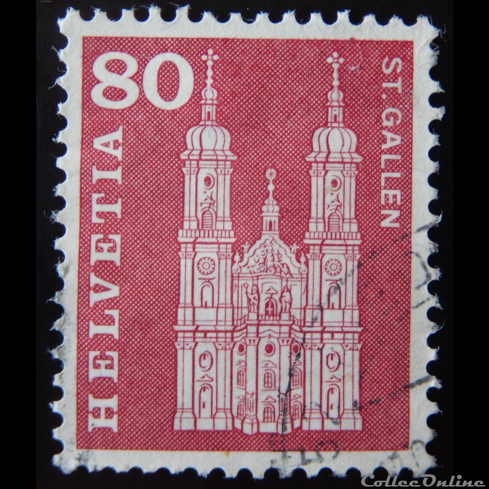 Suisse 00655 cathédrale de St Gall 80cts de 1960 timbre europe suisse 00655 cathedrale de st gall 80cts de 1960