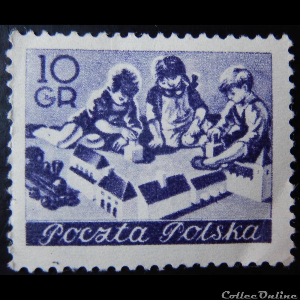 Pologne 00736 enfants qui jouent 10Gr de 1953 timbre europe pologne 00736 enfants qui jouent 10gr de 1953