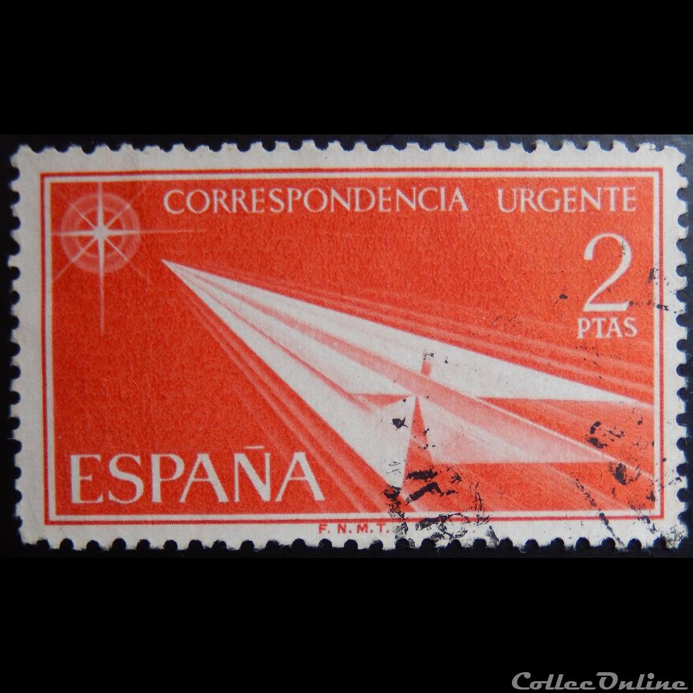 Espagne E0031 avion en papier 2Pta de 1956 timbre europe espagne e0031 avion en papier 2pta de 1956