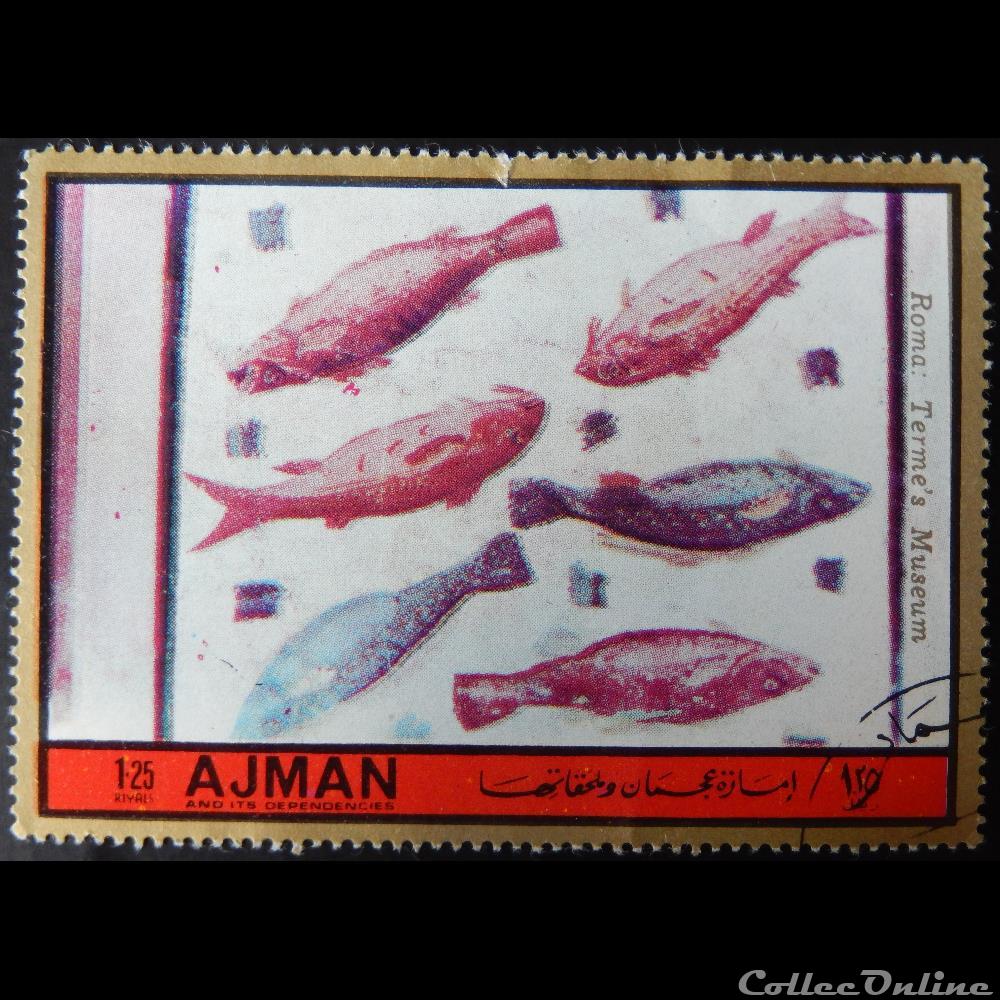timbre asie emirat arabe uni ajman state 01680a mosaique poissons 1 25r de 1972