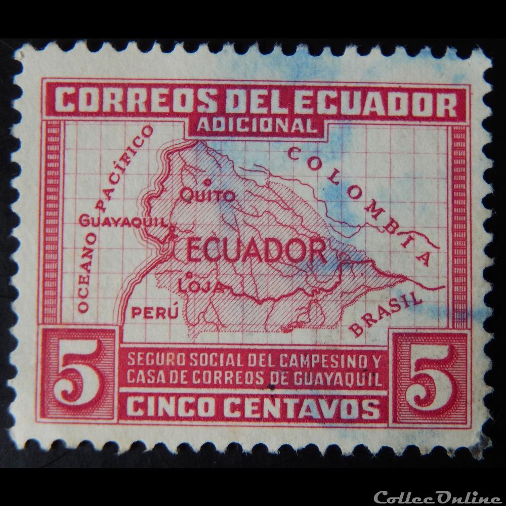 Equateur B0008 carte de l'équateur 5c de 1939 timbre amerique equateur b0008 carte de equateur 5c de 1939