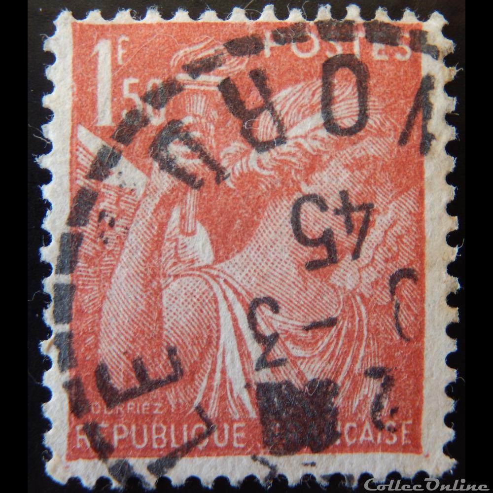 00652 Iris 1F50 rouge-brun 2ème série timbre france 00652 iris 1f50 rouge brun 2eme serie