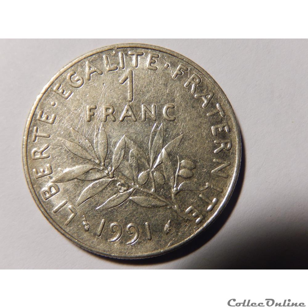 monnaie france moderne 1 franc semeuse 1991